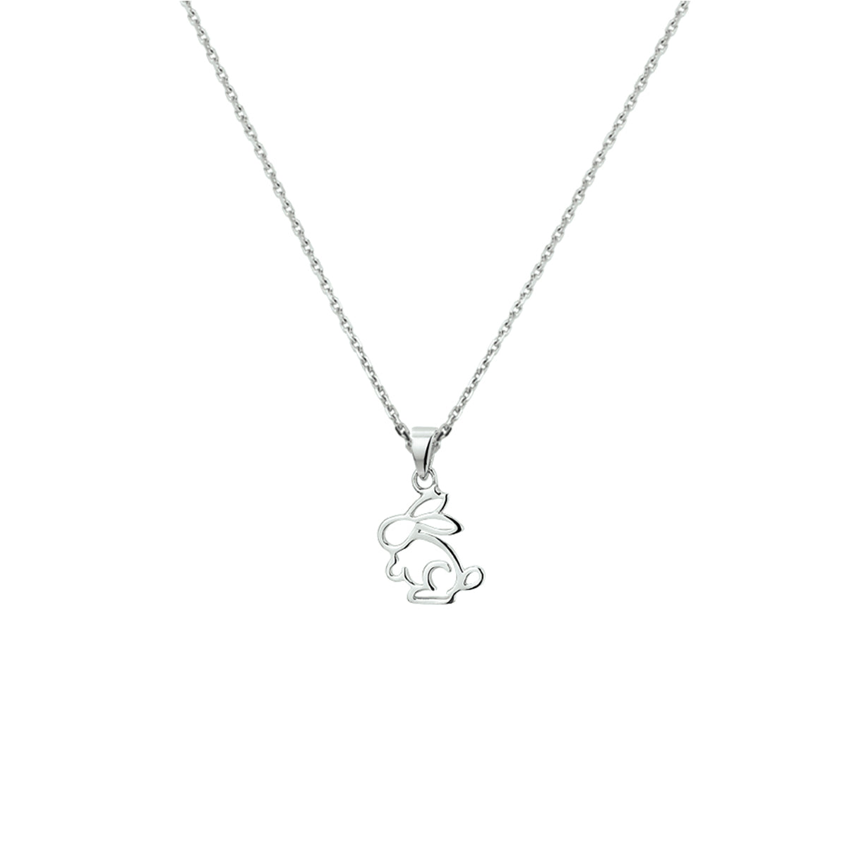 YO&NO ketting konijn 36 + 4 cm (kindercollectie) zilver gerhodineerd