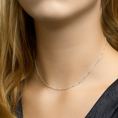 Zilveren venetiaanse ketting 0,8 mm – close-up van de sluiting