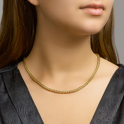 Verguld zilveren vossestaartketting 4 mm – vooraanzicht