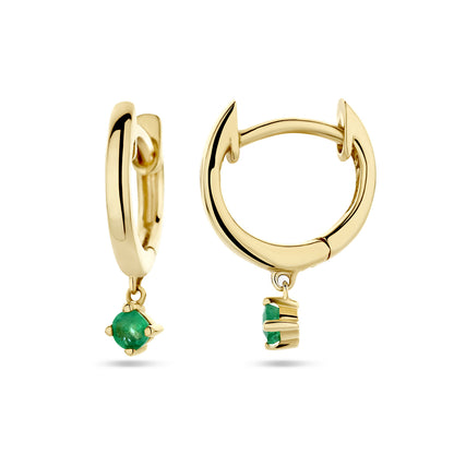 Gouden klapoorringen met hangende steen – 14 karaat