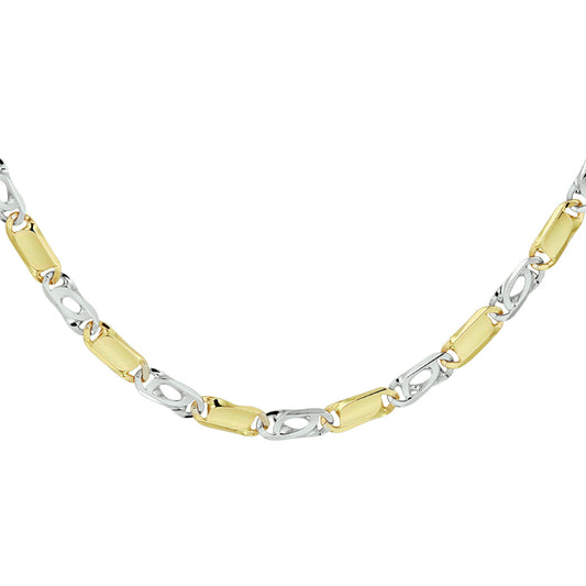 Ketting valkenoog met tussenstuk 4,2 mm 14k bicolor goud 14k geel en witgoud