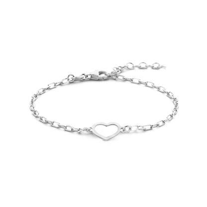 Zilveren paperclip armband met hart 10 × 8 mm