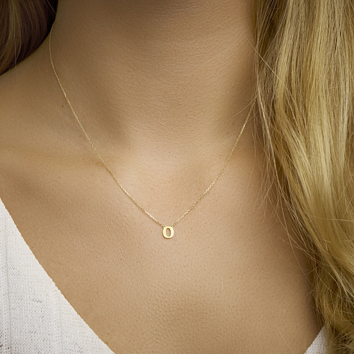 Ketting Anker met letter 14k geelgoud