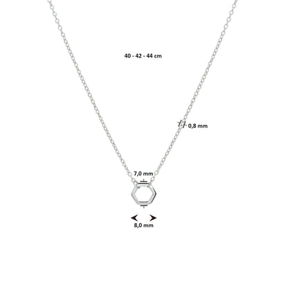 Zilveren ketting met zeshoek, schakel 0,8 mm – detailfoto