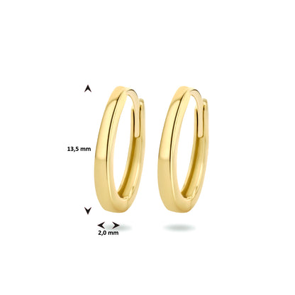Gouden klapoorringen 13,5 mm – 14 karaat – close-up van de sluiting