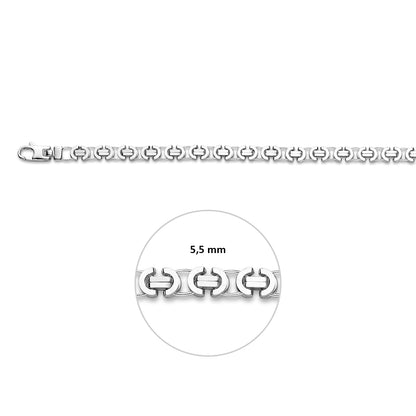Zilveren koningsketting plat 5,5 mm – close-up van de sluiting