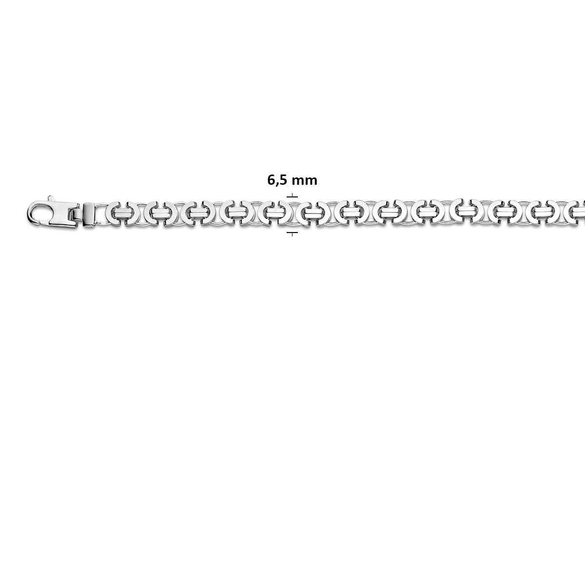 Zilveren koningsketting plat 6,5 mm – close-up van de sluiting