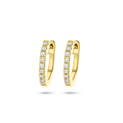 Gouden klapoorringen met diamant – 14 karaat – vooraanzicht