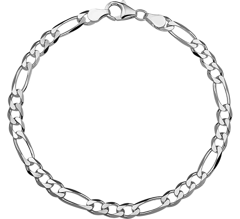 Armband of ketting figaro 4,5 mm zilver wit