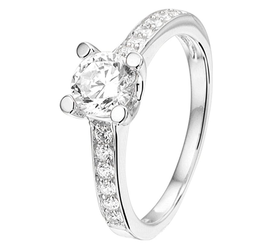 Zilveren ring met zirkonia 6 mm