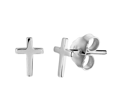 Zilveren oorknopjes kruisje 7,5 mm
