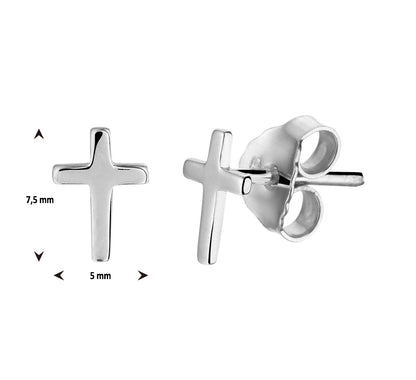 Zilveren oorknopjes kruisje 7,5 mm – detailfoto