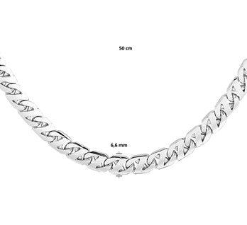 Ketting gourmette 6,6 mm zilver gerhodineerd