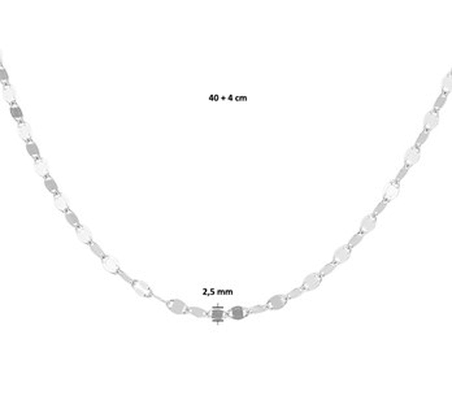 YO&NO Ketting Fantasie schakel 2,5mm 44cm Zilver 925