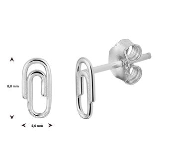 YO&NO oorknoppen paperclip zilver gerhodineerd of zilver verguld (geel)