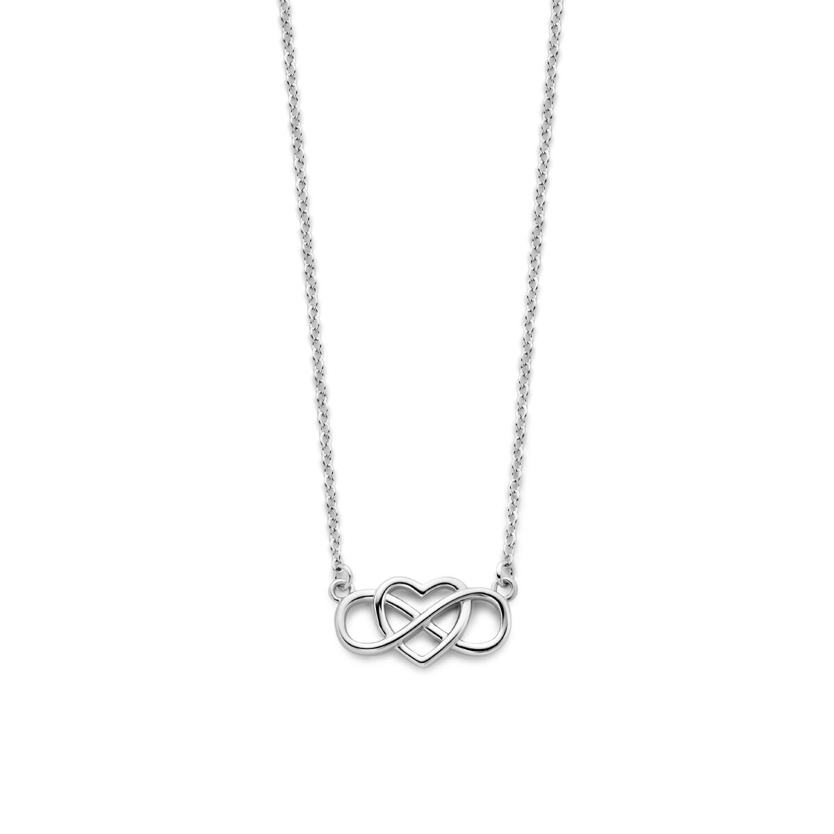 Ketting hart en infinity 42 + 3 cm zilver gerhodineerd