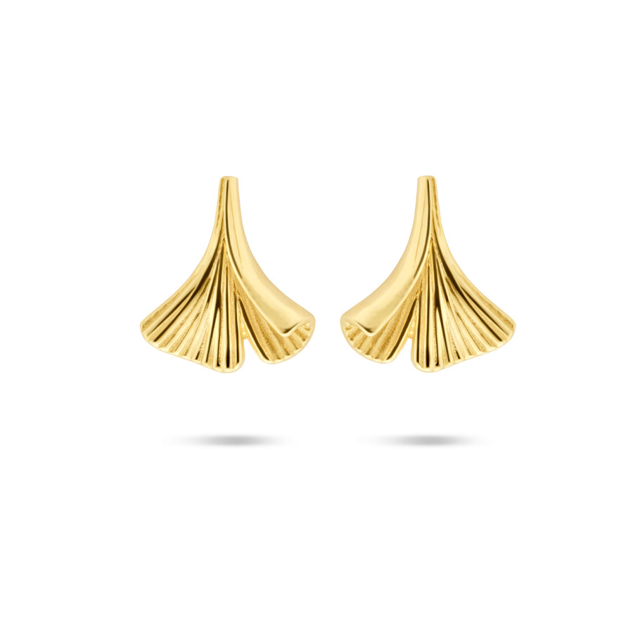 Gouden oorknopjes ginkgoblad – 14 karaat