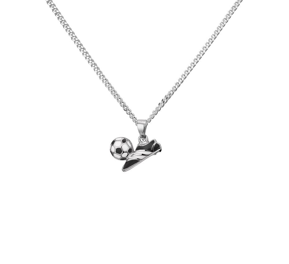 Zilveren kinderketting met voetbalschoen