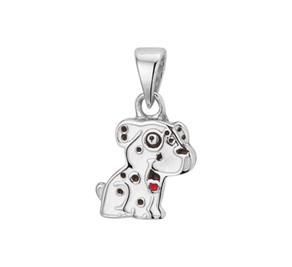 Zilveren hanger hondje met emaille