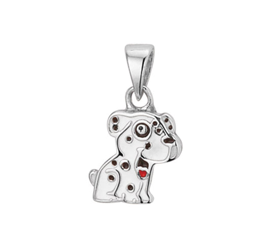 Zilveren hanger hondje met emaille