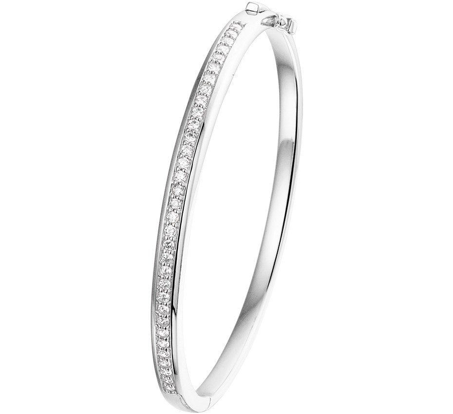 Zilveren scharnierbangle met zirkonia 4,5 × 58 mm