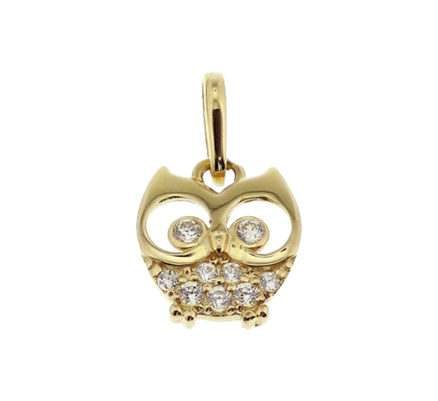 Gouden hanger uiltje met zirkonia – 14 karaat