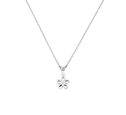 Zilveren kinderketting met bloem en zirkonia
