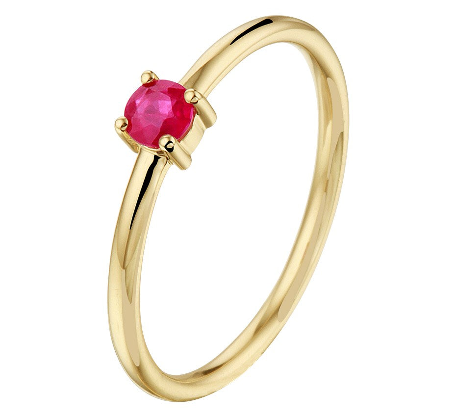 Gouden ring met robijn – 14 karaat