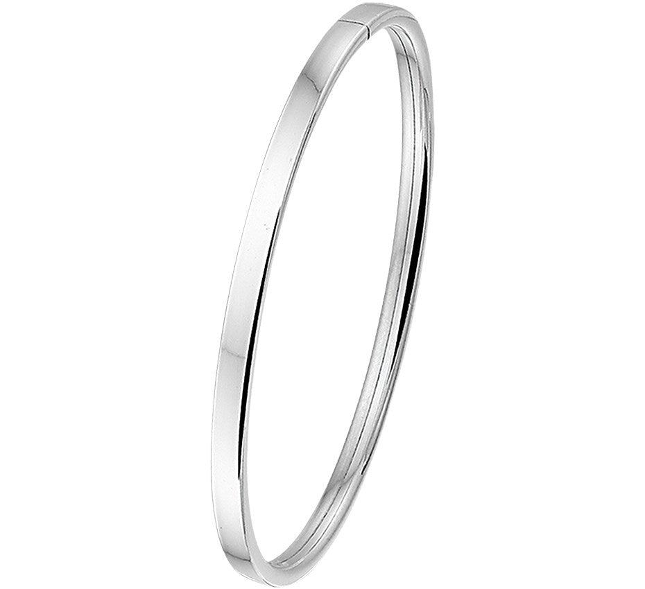 Zilveren bangle met vlakke buis 4 × 60 mm
