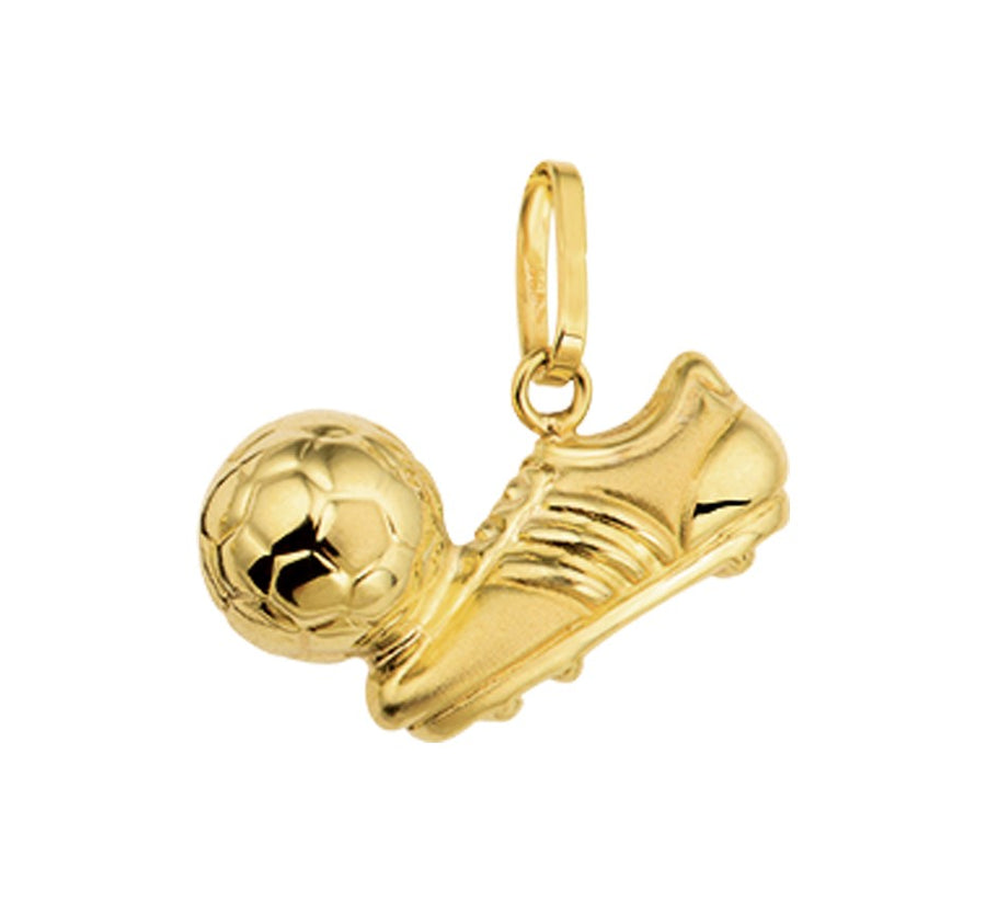 Gouden hanger met voetbal en schoen – 14 karaat