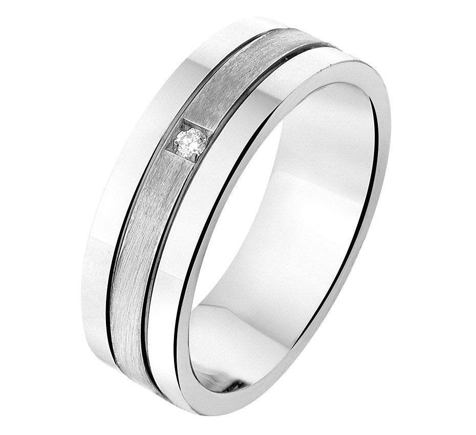 Zilveren relatiering A309 met diamant 0,02 ct, 6 mm