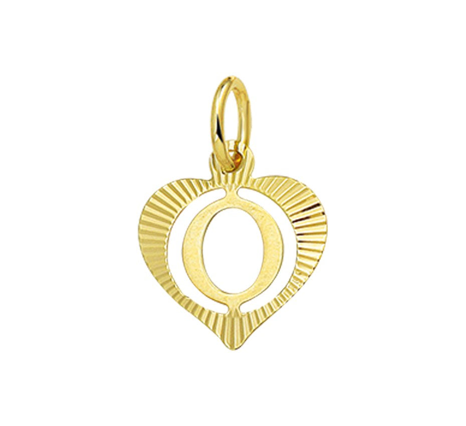 Gouden hanger hartje met letter O – 14 karaat