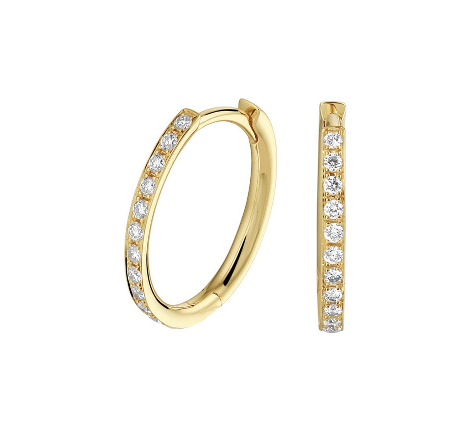 Gouden ovale klapoorringen met diamant – 14 karaat