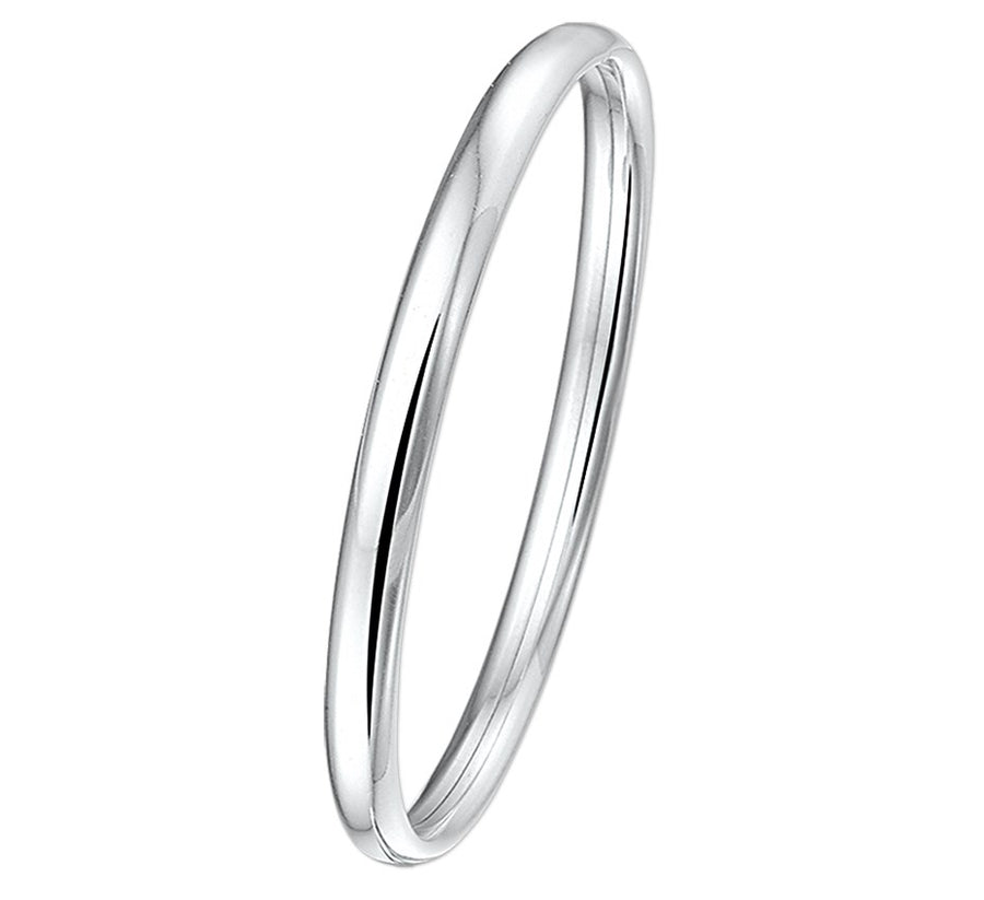 Zilveren kinderbangle met ovale buis 4 × 52 mm