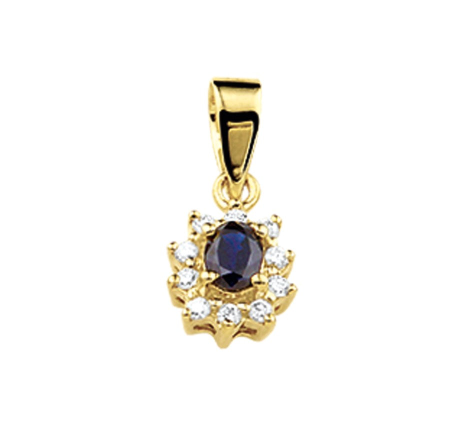 Gouden hanger met saffier en diamant 10 mm