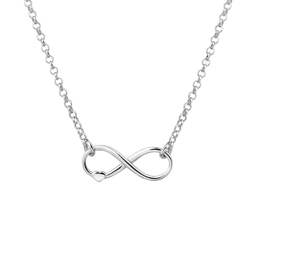 Zilveren ketting met infinity en hartje