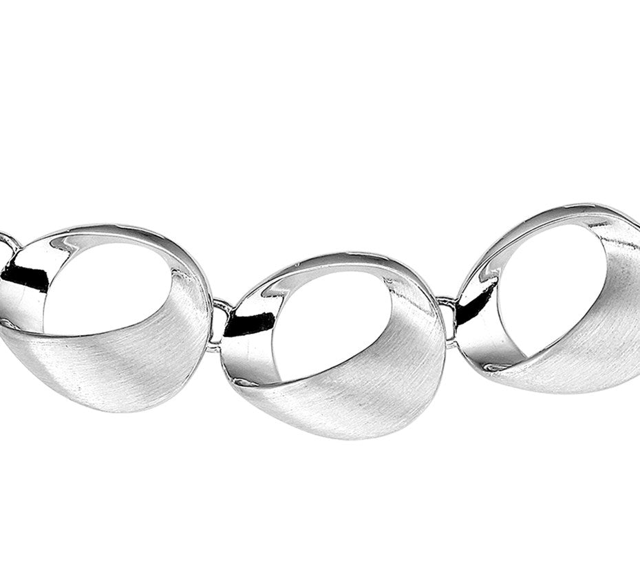 Zilveren schakelketting 18 mm, mat en glanzend
