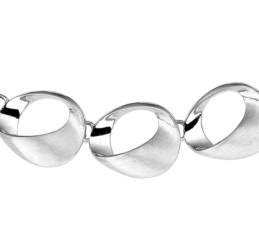 Zilveren schakelketting 18 mm, mat en glanzend