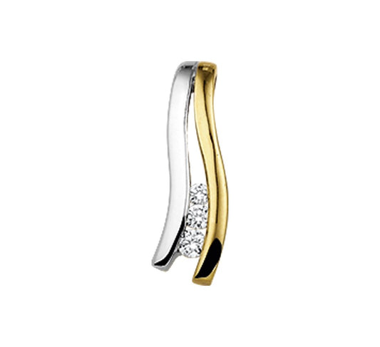 Bicolor gouden hanger met diamant 0,06 ct – 14 karaat