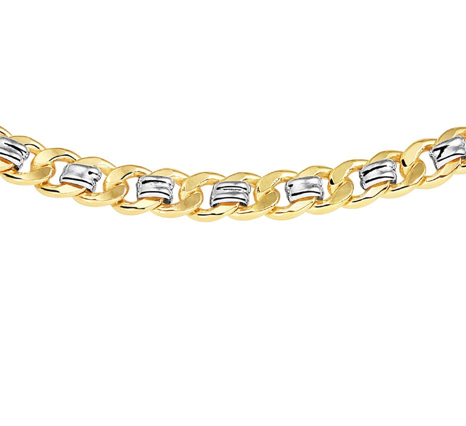 Bicolor gouden gourmetteketting met zilveren kern