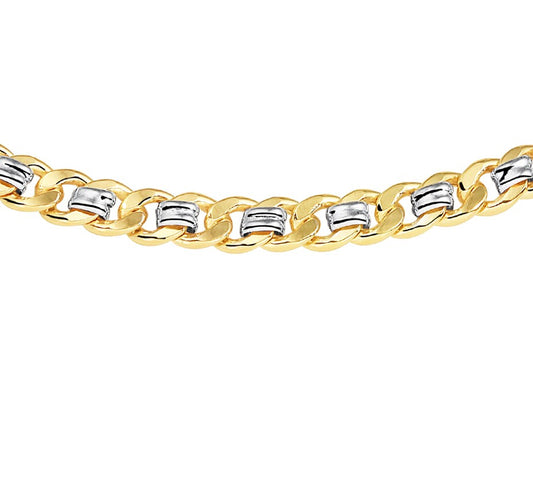 Bicolor gouden gourmetteketting met zilveren kern