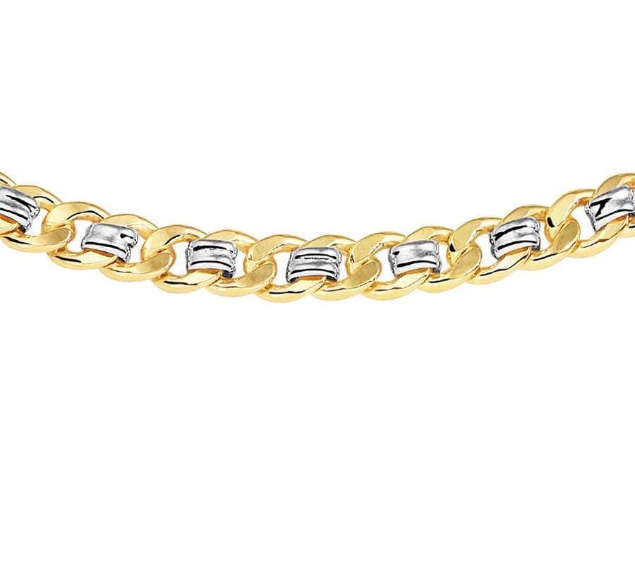 Bicolor gouden gourmetteketting met zilveren kern