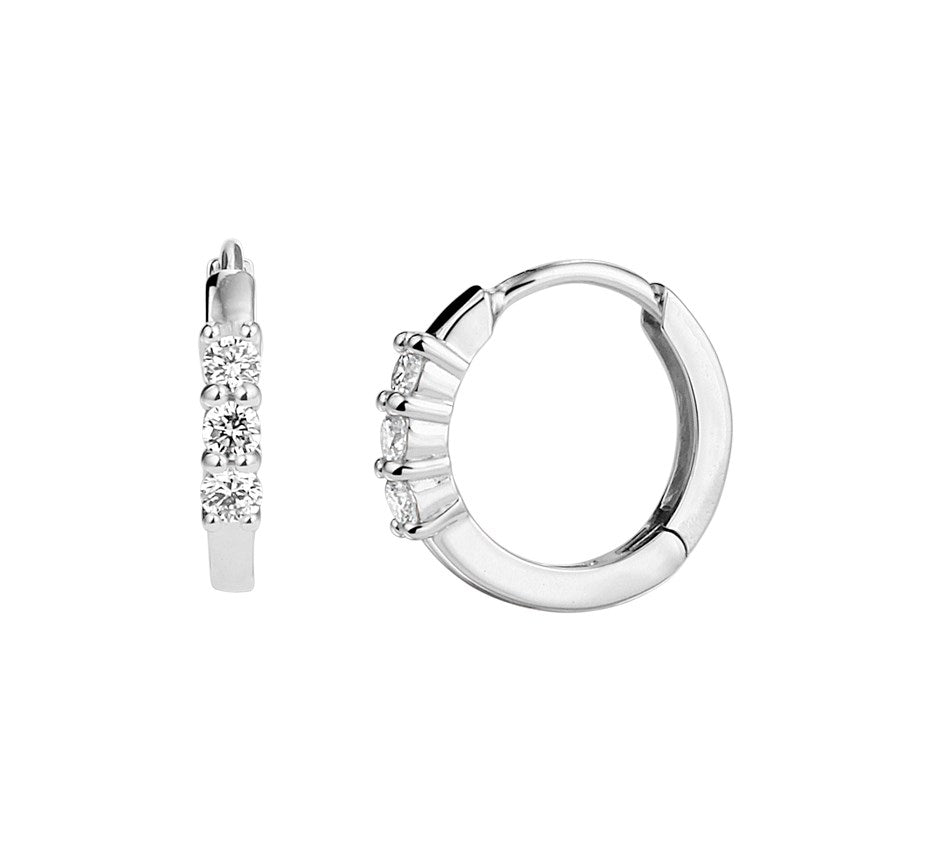 Gouden klapoorringen, diamant 0,18 ct – 14 karaat