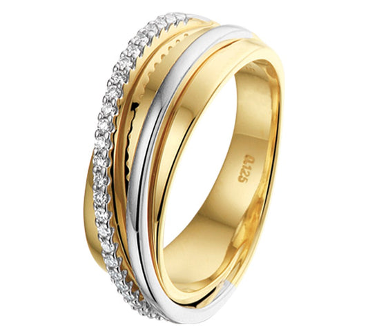 Bicolor gouden ring met diamantrij 0,125 ct – 14 karaat