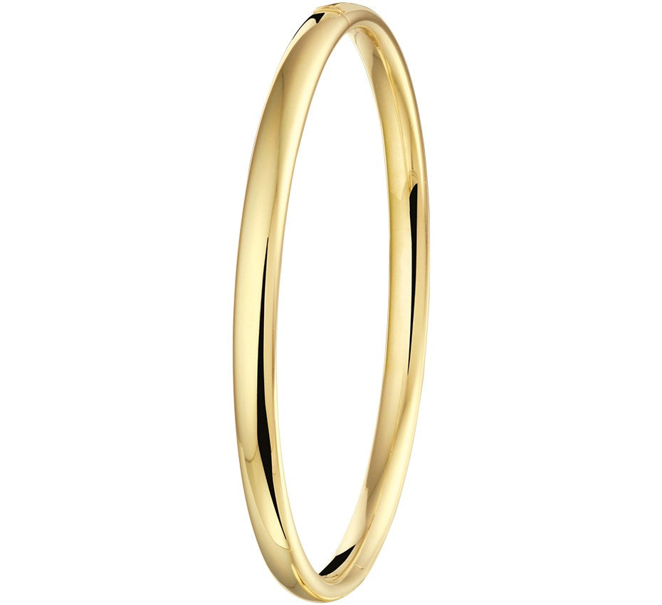 Gouden bangle, scharnier massief ovale buis 5 x 61 mm