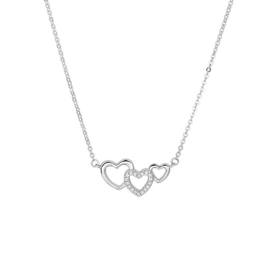 Zilveren ketting met hartjes 40 cm