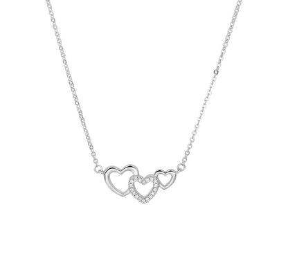 Zilveren ketting met hartjes 40 cm