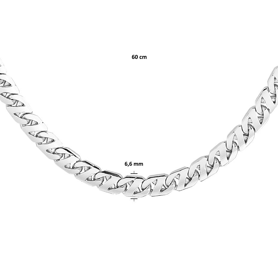 Ketting gourmette 6,6 mm zilver gerhodineerd