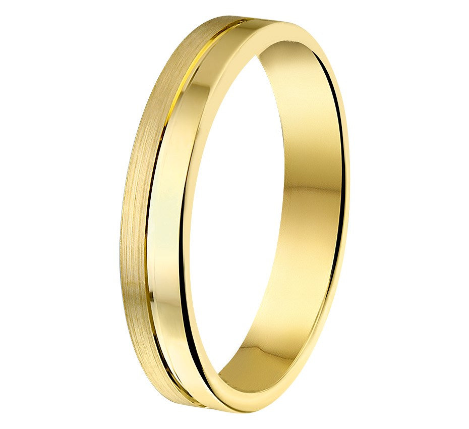 Gouden relatiering 4 mm, gediamanteerd – 14 karaat