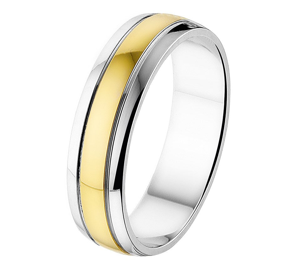 Bicolor gouden relatiering 5 mm, 3,44 gram – 14 karaat